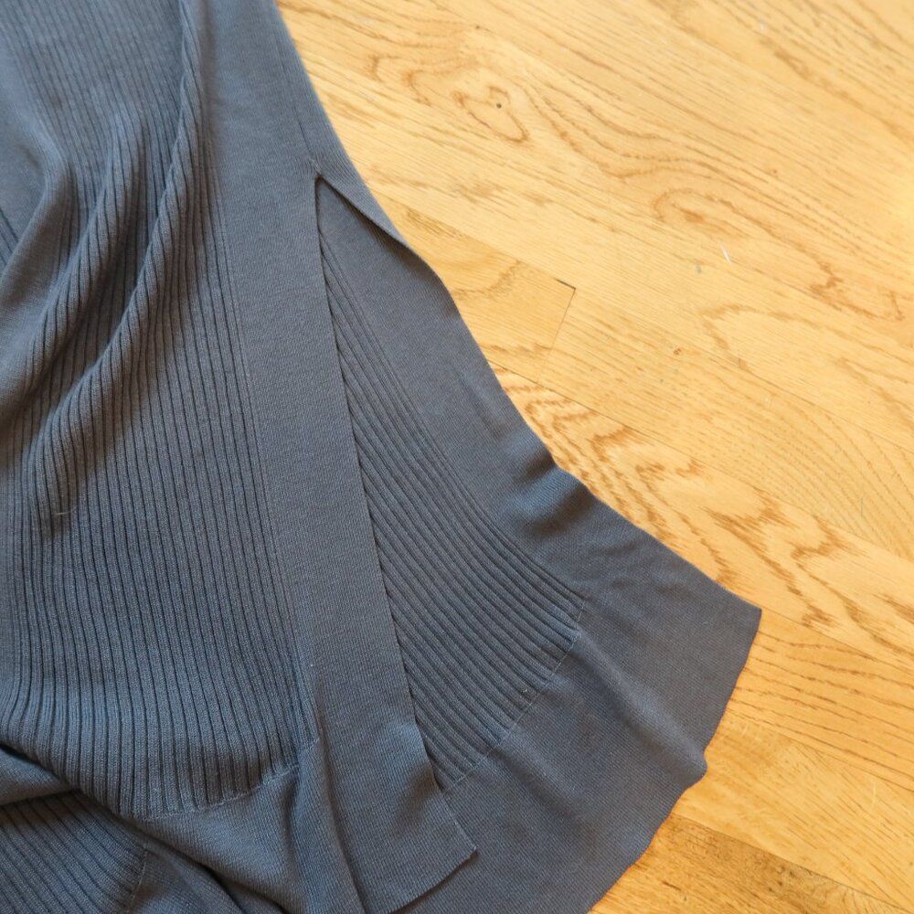 EILEEN FISHER tencel duster cardigan ribbed open front lagenlook OS sleeveless - Picture 4 of 10